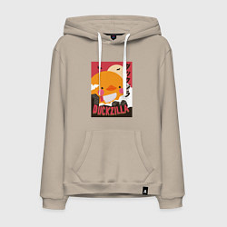 Толстовка-худи хлопковая мужская Утка Годзилла, цвет: миндальный