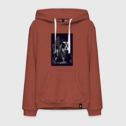 Толстовка-худи хлопковая мужская X poster, цвет: кирпичный