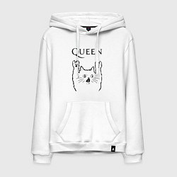 Толстовка-худи хлопковая мужская Queen - rock cat, цвет: белый
