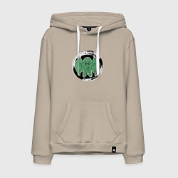 Толстовка-худи хлопковая мужская Мультяшный Ктулху, цвет: миндальный