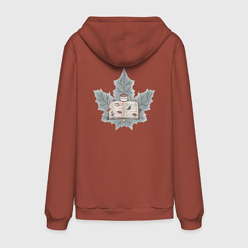 Мужская толстовка-худи Книга с кофе / Кирпичный – фото 2