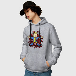 Толстовка-худи хлопковая мужская Vault boy caps, цвет: меланж — фото 2