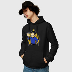 Толстовка-худи хлопковая мужская Spoke - vault boy, цвет: черный — фото 2