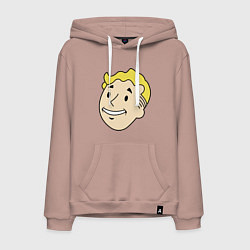 Толстовка-худи хлопковая мужская Vault boy head, цвет: пыльно-розовый