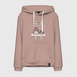 Толстовка-худи хлопковая мужская Новогодние тоторики - ugly sweater, цвет: пыльно-розовый