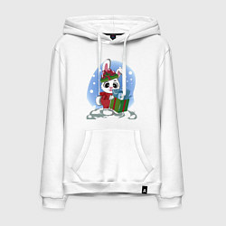 Мужская толстовка-худи Rabbit with a New Years gift