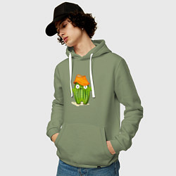 Толстовка-худи хлопковая мужская Кактус в шляпе, цвет: авокадо — фото 2