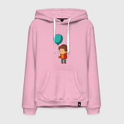 Толстовка-худи хлопковая мужская Мальчик с воздушным шариком, цвет: светло-розовый