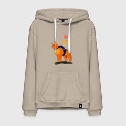 Толстовка-худи хлопковая мужская Stray - cat logo, цвет: миндальный