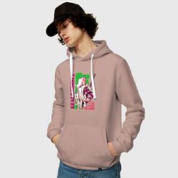 Толстовка-худи хлопковая мужская Осьминог рыцарь, цвет: пыльно-розовый — фото 2