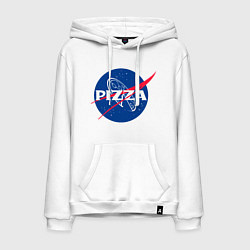 Толстовка-худи хлопковая мужская Nasa - pizza, цвет: белый
