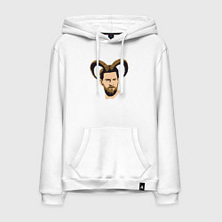 Толстовка-худи хлопковая мужская Messi goat, цвет: белый