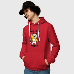Толстовка-худи хлопковая мужская Freddy MEOWcury, цвет: красный — фото 2