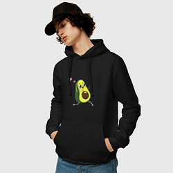 Толстовка-худи хлопковая мужская Мальчик авокадо, цвет: черный — фото 2