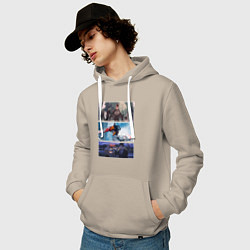 Толстовка-худи хлопковая мужская Чел-бензопила аниме, цвет: миндальный — фото 2