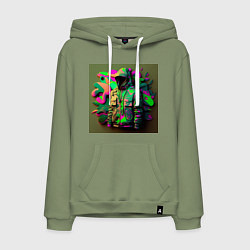 Толстовка-худи хлопковая мужская Комуфляж воина, цвет: авокадо