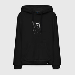 Толстовка-худи хлопковая мужская Black metal cat, цвет: черный