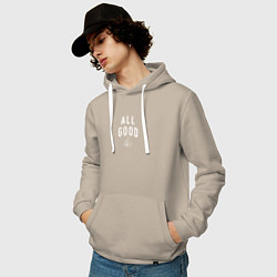 Толстовка-худи хлопковая мужская All good white, цвет: миндальный — фото 2
