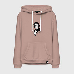Толстовка-худи хлопковая мужская Фридерик Шопен, цвет: пыльно-розовый