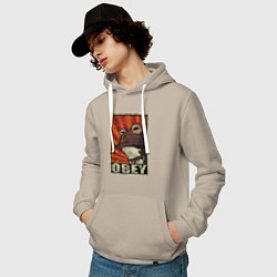 Толстовка-худи хлопковая мужская Obey frog, цвет: миндальный — фото 2