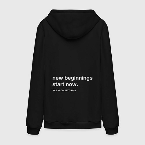 Мужская толстовка-худи Новые начала начинаются сейчас / Черный – фото 2