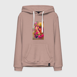 Толстовка-худи хлопковая мужская День святого Валентина - нейросеть - абстракция, цвет: пыльно-розовый