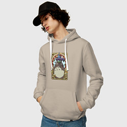 Толстовка-худи хлопковая мужская Totoro card, цвет: миндальный — фото 2