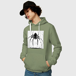 Толстовка-худи хлопковая мужская Чёрный паук, Редан, цвет: авокадо — фото 2