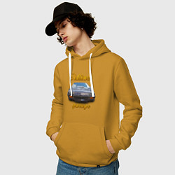 Толстовка-худи хлопковая мужская Ретро маслкар Chevrolet Camaro, цвет: горчичный — фото 2