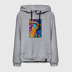 Толстовка-худи хлопковая мужская Птица из фэнтези, цвет: меланж