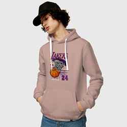 Толстовка-худи хлопковая мужская LA Lakers Kobe, цвет: пыльно-розовый — фото 2