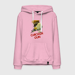 Толстовка-худи хлопковая мужская Chicken Gun logo, цвет: светло-розовый