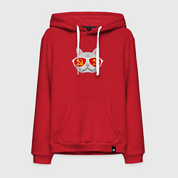 Толстовка-худи хлопковая мужская Котик СССР, цвет: красный