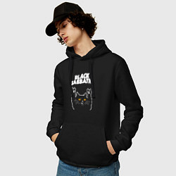 Толстовка-худи хлопковая мужская Black Sabbath rock cat, цвет: черный — фото 2