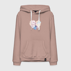 Толстовка-худи хлопковая мужская Марта 7 в сердечке, цвет: пыльно-розовый