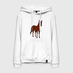 Толстовка-худи хлопковая мужская Прекрасная лошадка, цвет: белый