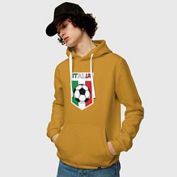 Толстовка-худи хлопковая мужская Футбол Италии, цвет: горчичный — фото 2
