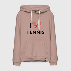 Толстовка-худи хлопковая мужская I Love Tennis, цвет: пыльно-розовый