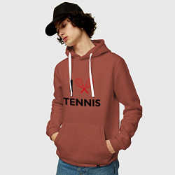 Толстовка-худи хлопковая мужская I Love Tennis, цвет: кирпичный — фото 2
