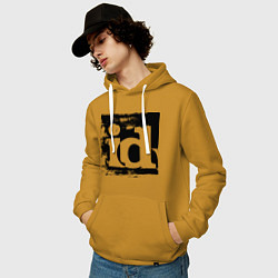 Толстовка-худи хлопковая мужская ID software logo, цвет: горчичный — фото 2