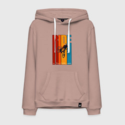 Толстовка-худи хлопковая мужская MTB - ride, цвет: пыльно-розовый