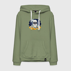 Толстовка-худи хлопковая мужская Испуганный призрак, цвет: авокадо