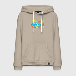 Толстовка-худи хлопковая мужская Джазовые вибрации, цвет: миндальный