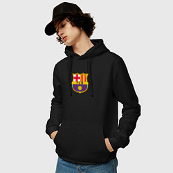 Толстовка-худи хлопковая мужская Barcelona fc sport, цвет: черный — фото 2
