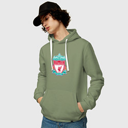 Толстовка-худи хлопковая мужская Liverpool fc sport collection, цвет: авокадо — фото 2