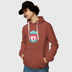 Толстовка-худи хлопковая мужская Liverpool fc sport collection, цвет: кирпичный — фото 2