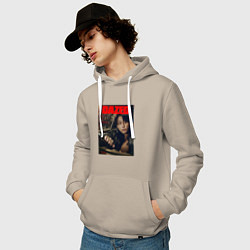 Толстовка-худи хлопковая мужская BTS JungKook на обложке, цвет: миндальный — фото 2