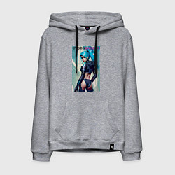 Толстовка-худи хлопковая мужская Кибер Барби - фантазия - нейросеть, цвет: меланж