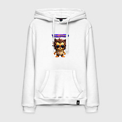 Толстовка-худи хлопковая мужская Пиксельный еж в очках, цвет: белый