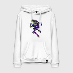 Толстовка-худи хлопковая мужская Био-робот евангелион 01, цвет: белый